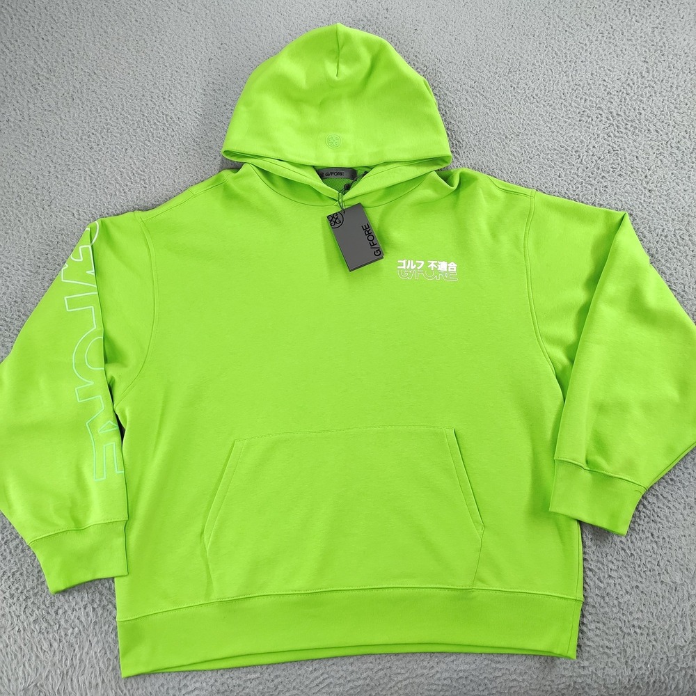 G/FORE Hoodie Mens XL Neon Green Japanese Graphic Golf Sweatshirt GMM000025